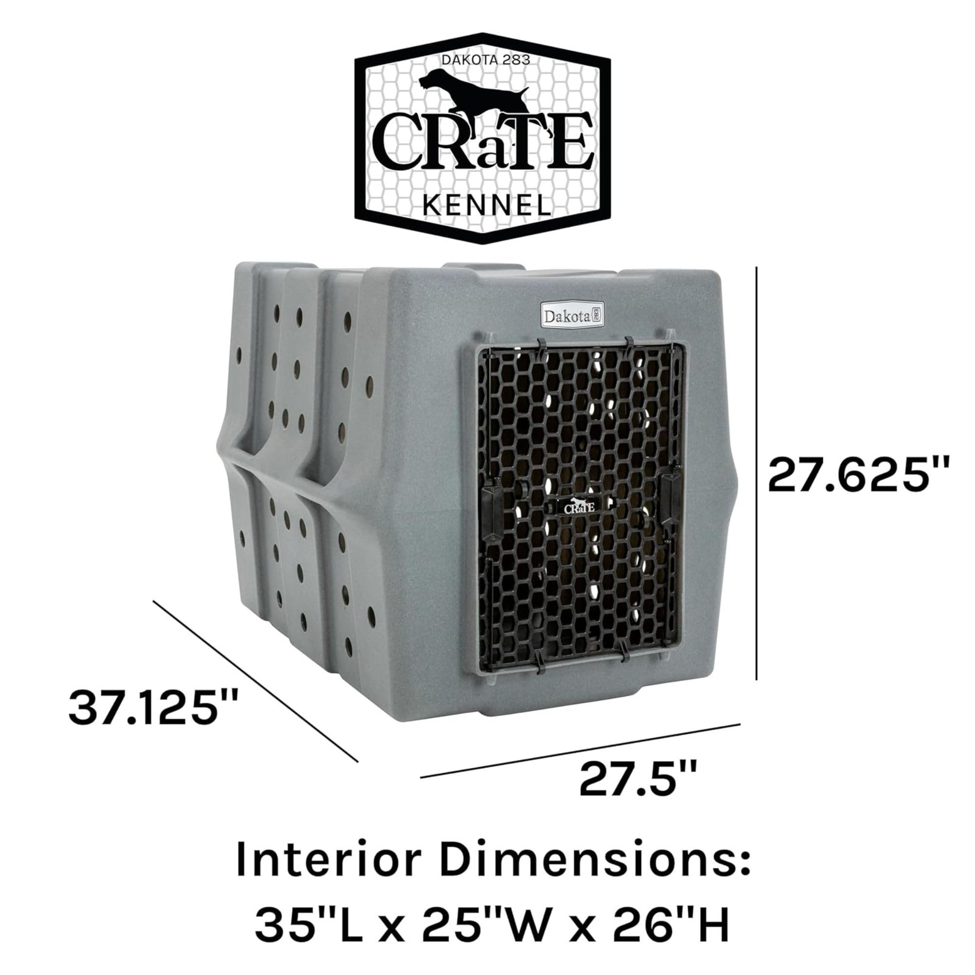 Dakota 283 Canine Rough and Tough Economy Dog Crate w/ Removable Two-Way Door - Heavy Duty Outdoor Kennel for Medium Breed Dogs (Coyote Granite, Intermediate)