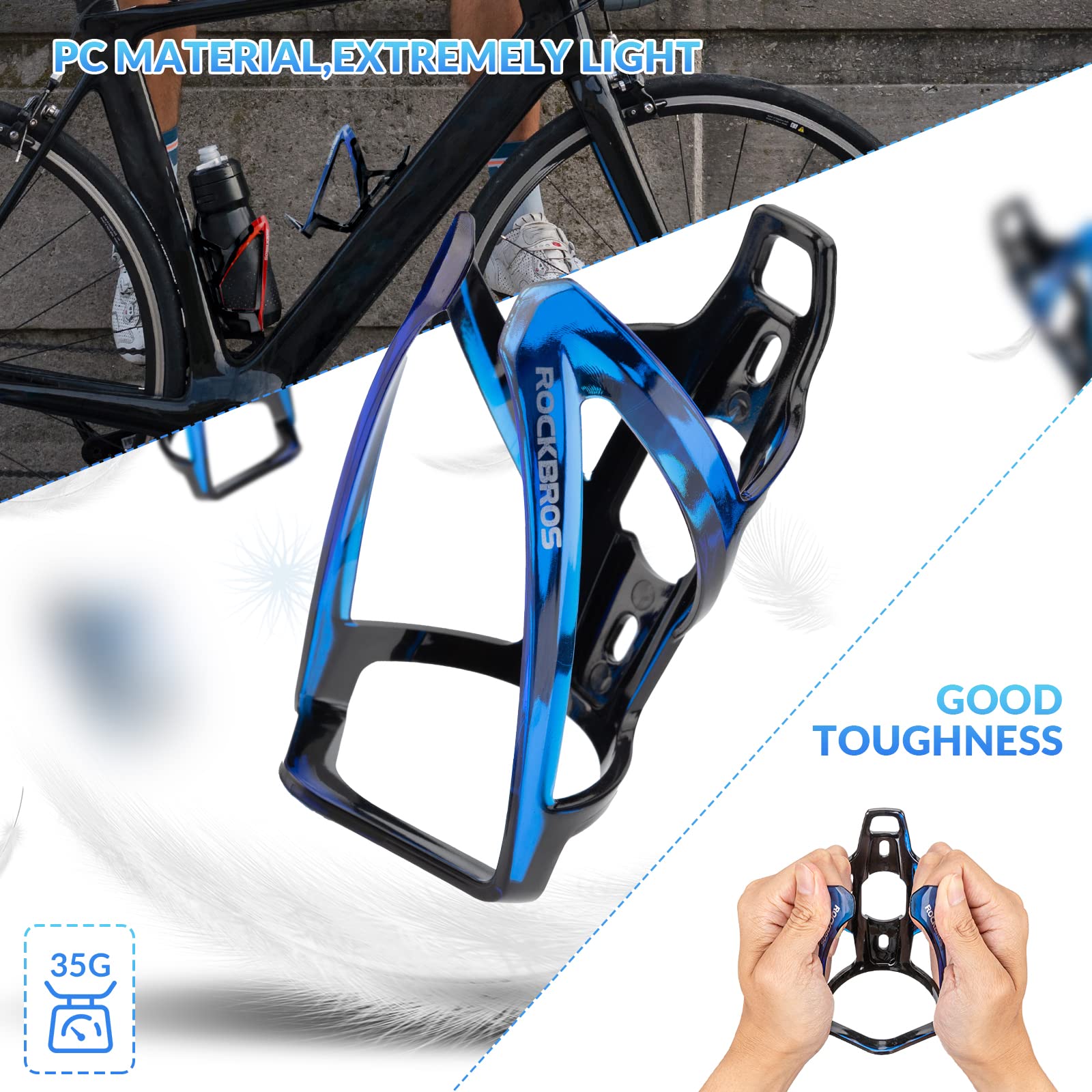 ROCKBROS Bike Water Bottle Holder Ultra-Light Bicycle Bottle Cages with Screws Tool, Universal Bike Cup Holder Rack for Road MTB Bikes…