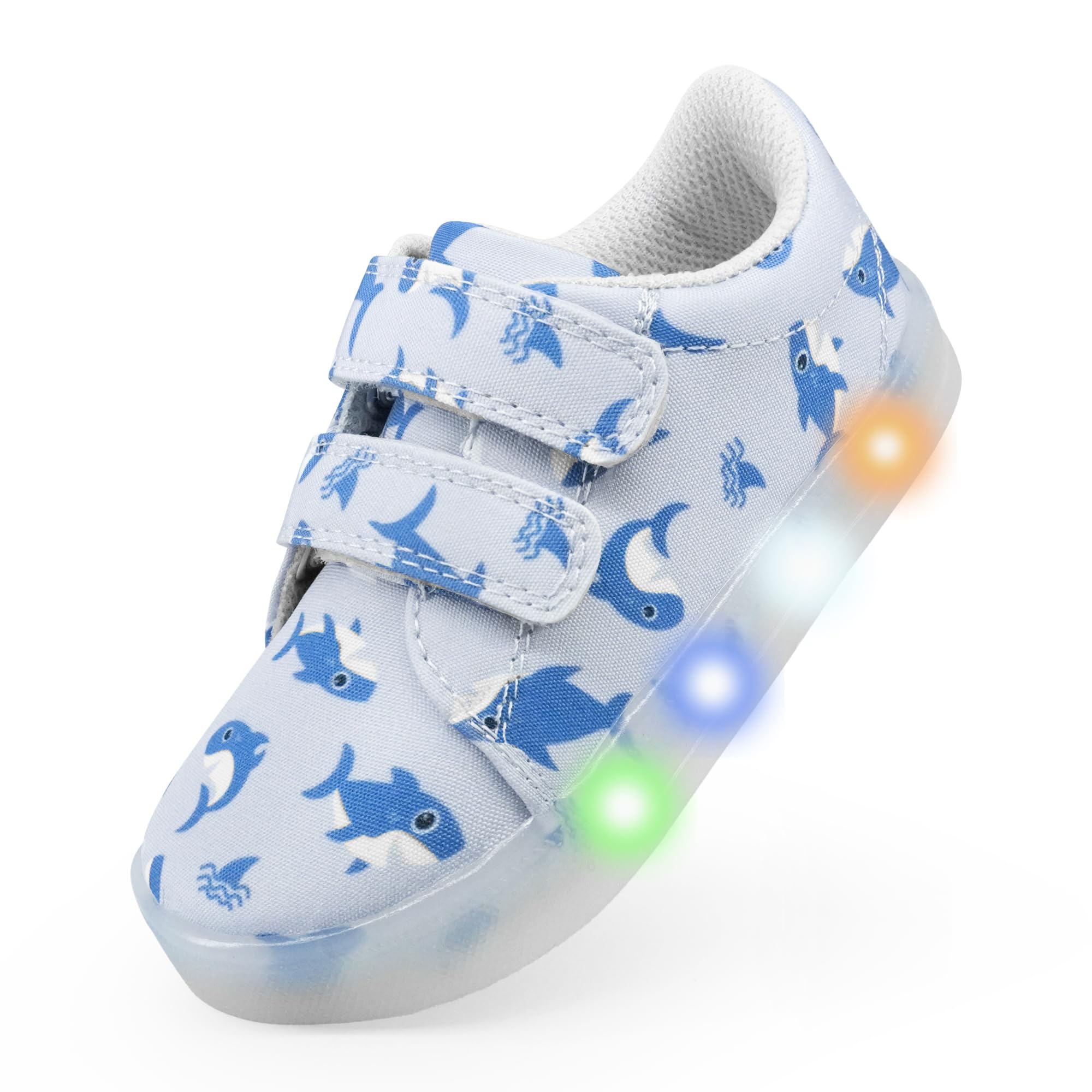YESKIS Boys Girls Light Up Shoes Vivaki LED Canvas Cartoon Casual Sneakers for Toddler Little Kid Size 5-12