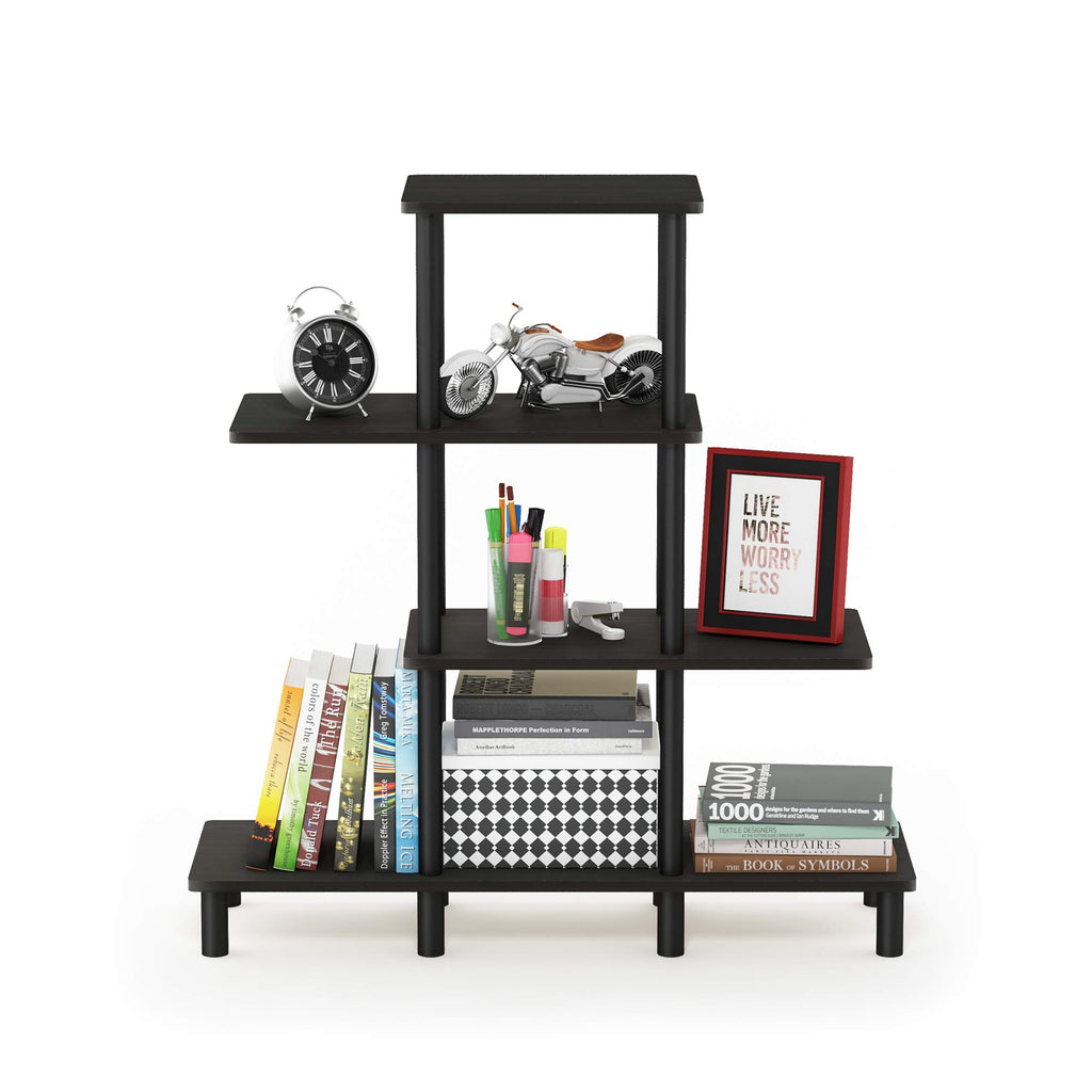 Furinno Turn-N-Tube 4-Tier Design Display Rack, Espresso/Black