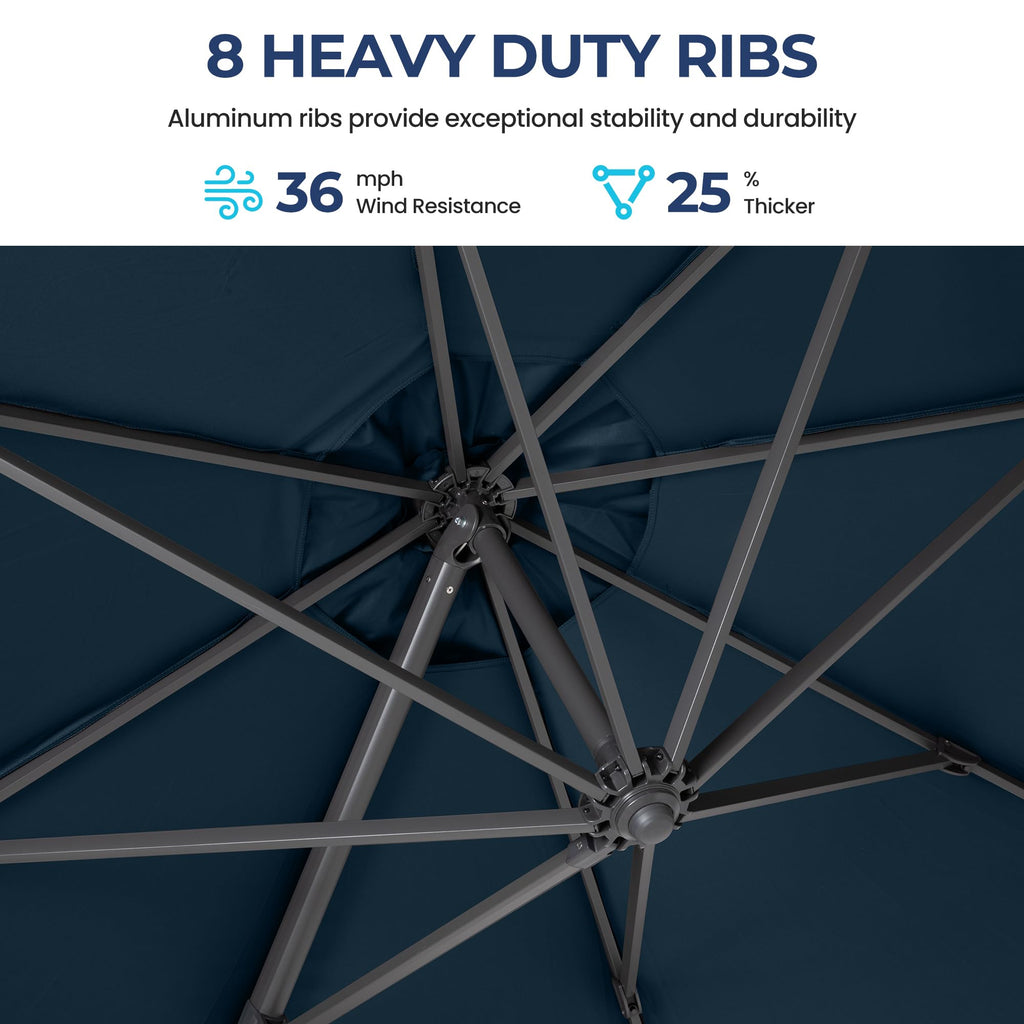 SUNVIVI OUTDOOR Outdoor Patio Umbrella, Patio Umbrella, Market Umbrella, Large Outdoor Umbrella, Metal Pole Umbrella with Push Button Tilt and Crank, Polyester Canopy