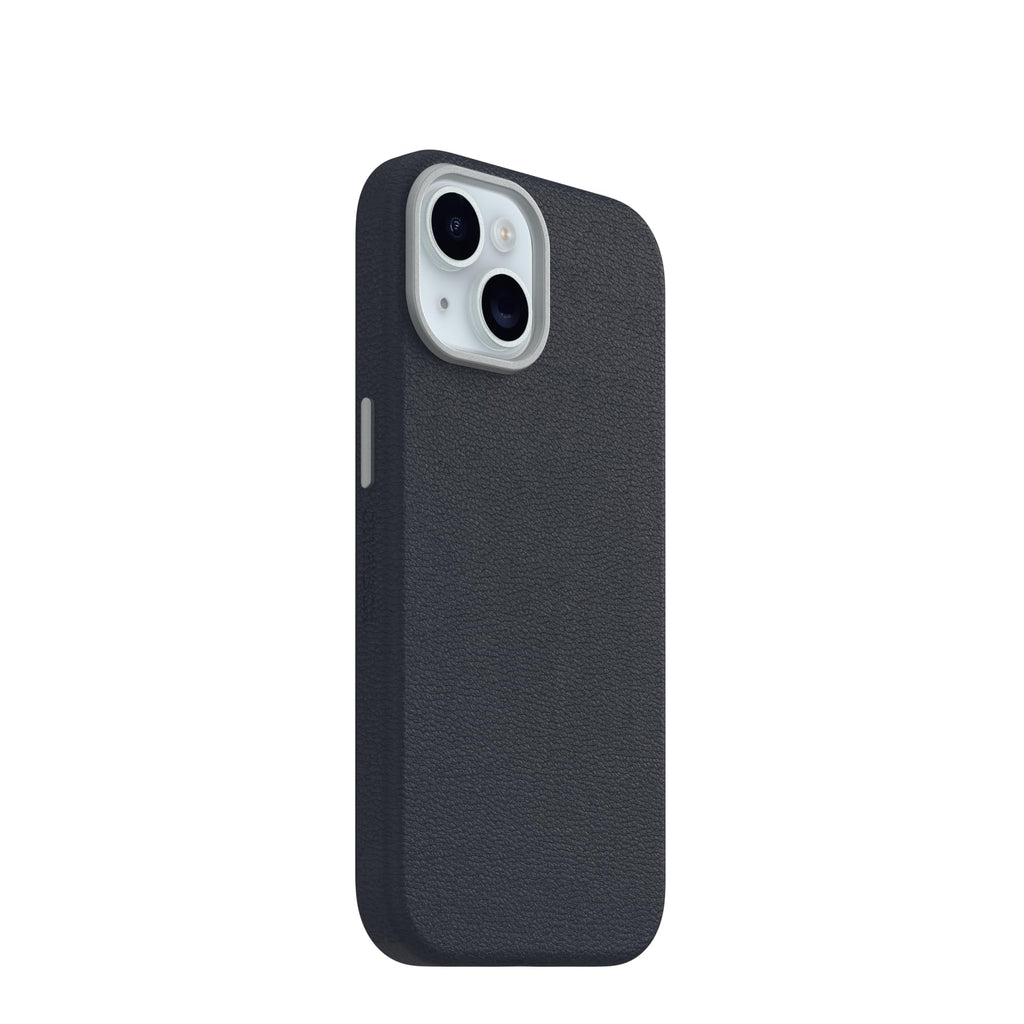 OtterBox iPhone 15 Symmetry Series Cactus Leather for MagSafe - Noir ASH (Black), Slim, Premium, Protective iPhone Case