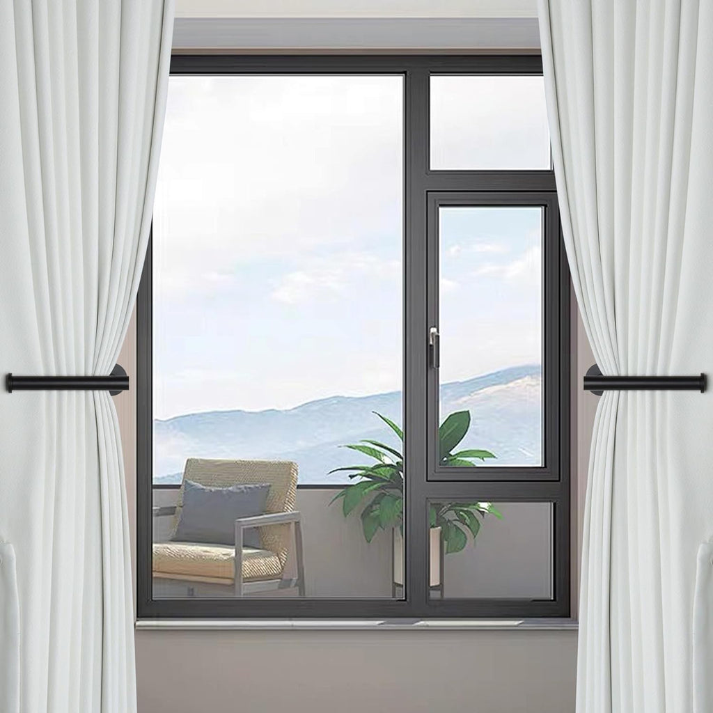 Groleca 2 Pack Adhesive Curtain Holdbacks Curtain Tie Backs Curtain Holdbacks No Drill Curtain Pull Backs Adhesive Curtain Hooks Curtain Holders for Drapes (2, Black)