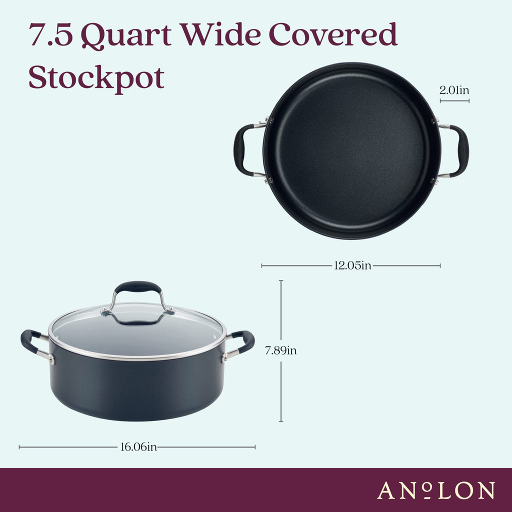 Anolon Advanced Home Hard Anodized Nonstick Sauce Pan/Saucepan with Straining and Lid, 2 Quart (2 Qt Straining Saucepan, Indigo)