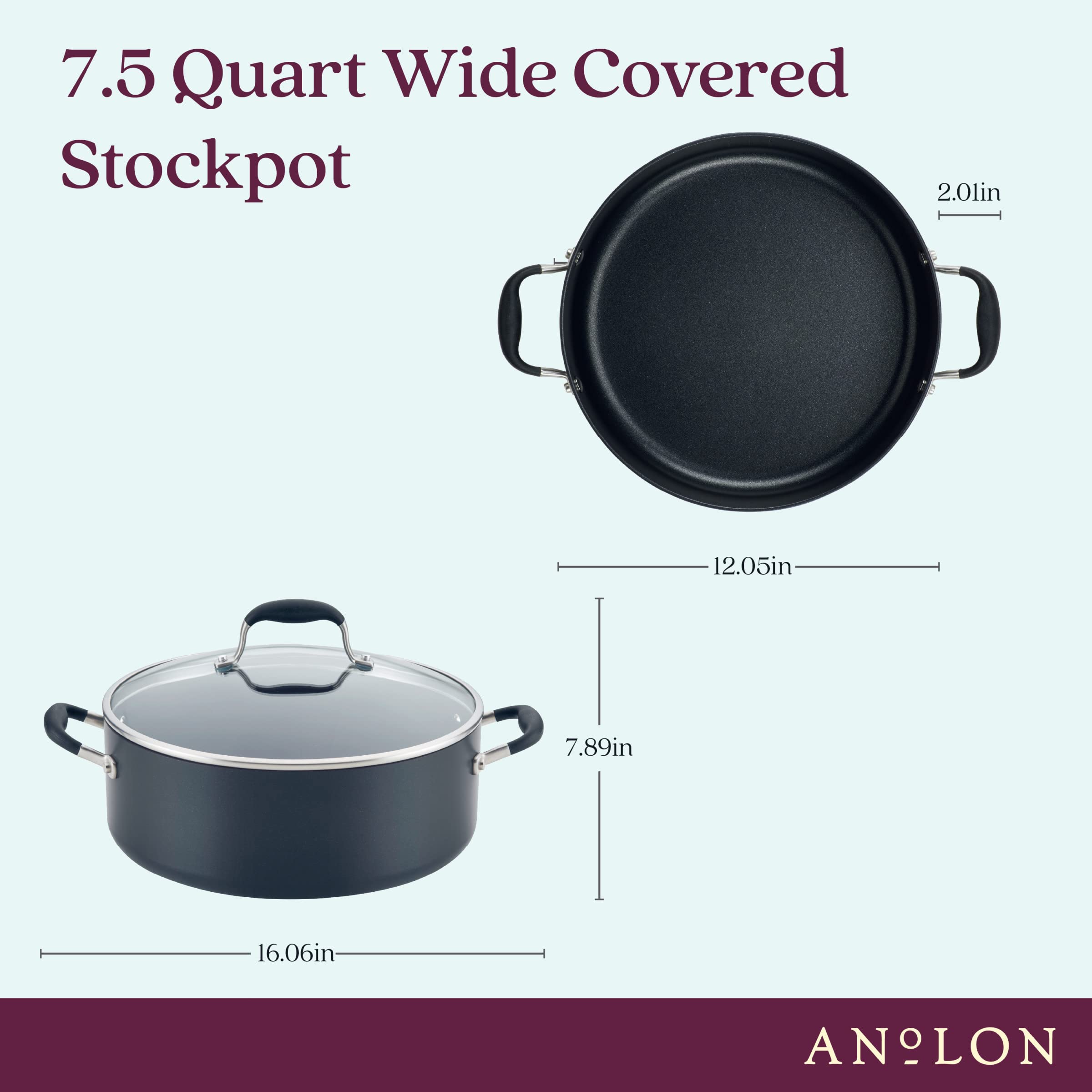 Anolon Advanced Home Hard Anodized Nonstick Sauce Pan/Saucepan with Straining and Lid, 2 Quart (2 Qt Straining Saucepan, Indigo)