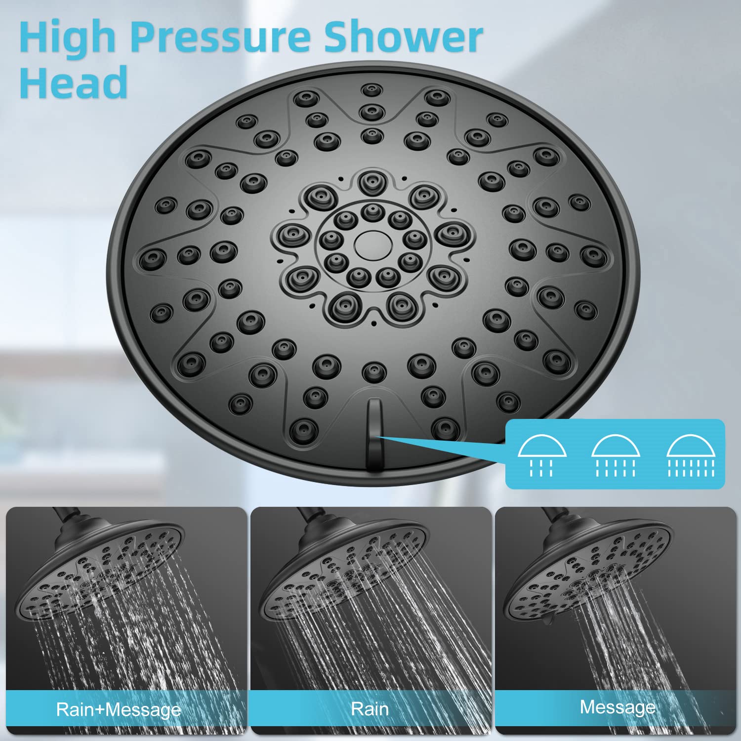 EMBATHER Shower Faucets Sets Complete, with 3 Setting High Pressure Shower Head Combo, Bathroom Wall Mounted Rainfall Shower System Fixtures with 8-Mode Handheld Spray, Brushed Nickel