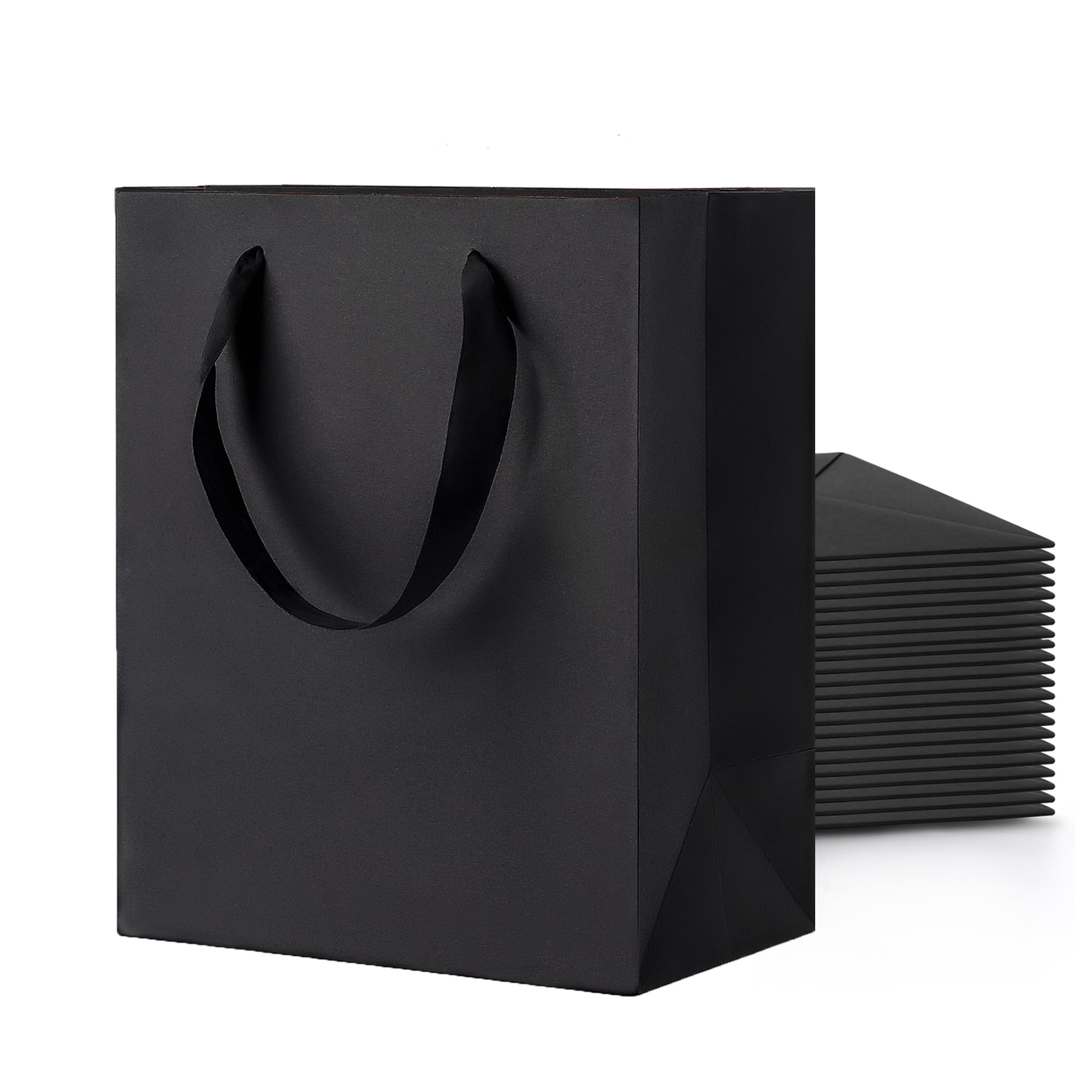 Argivean Black Gift Bags With Handles: 14pcs Medium Gift Bags Bulk 8x5x10 Inch For Wedding Party Birthday Business (M,14)