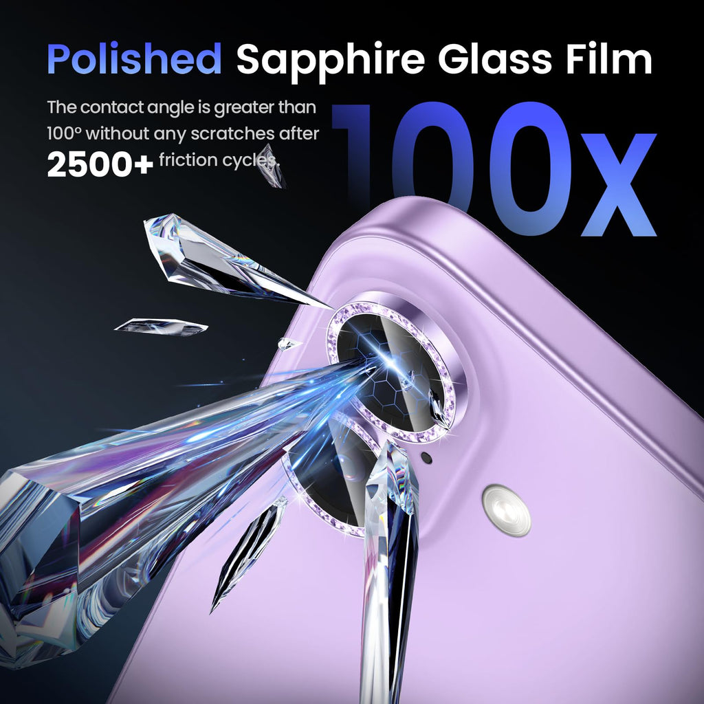 Tensea for iPhone 13 mini/iPhone 13 Camera Lens Protector, 9H Tempered Glass Camera Cover Screen Protector Metal Individual Ring for iPhone 13mini 5.4 inch /13 6.1 inch