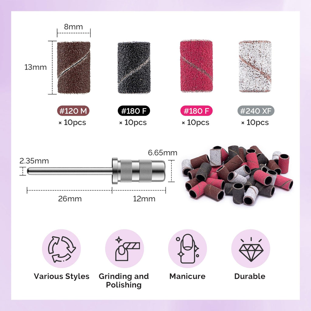 MelodySusie 10pcs Nail Drill Bits Set, 3/32 Inch Diamond Cuticle Bits for Nail Drill E-File, Manicure Pedicure Remover Tools for Acrylic Gel Nails, Salon Home Use Nail Care Supplies, Rainbow