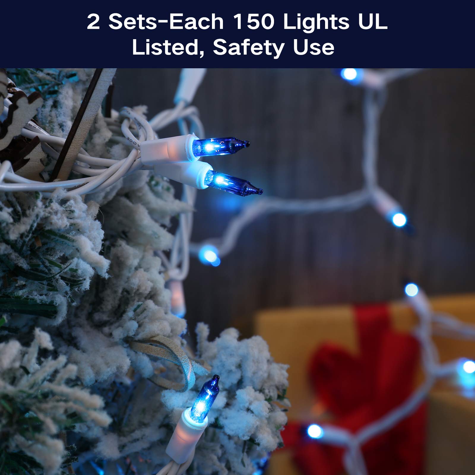 Brizled Christmas Lights, 600 Count 139.2ft Incandescent Mini Lights, Connectable 120V UL Certified for Xmas Wedding Bedroom Porch Decor, White Wire, Warm White