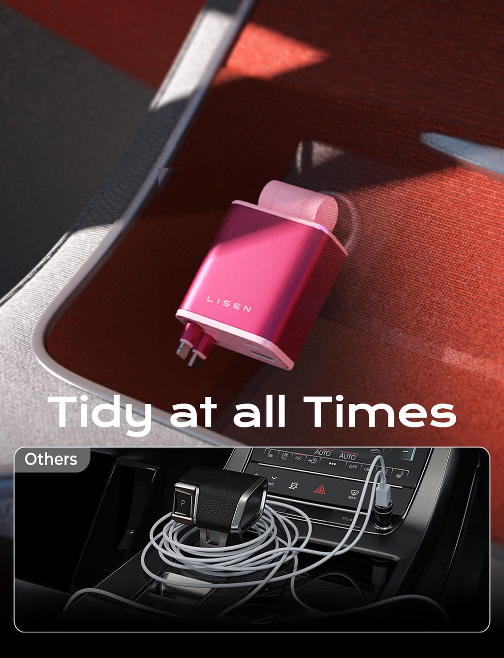 LISEN Retractable Car Charger, 84W Car Charger USB C Fast Charger Adapter for iPhone, Car Accessories for Men Women, Birthday Gifts for Fathers Day for Men Dad Husband, for iPhone 17 16 15 14 13 12 11