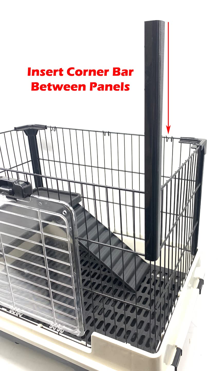 Deluxe 2-Level in/Outdoor Rabbit Hutch Cage for Ferret Squirrel Chinchilla Paw Safe Solid Platform Ramp Mesh Floor Pull Out Leakproof Easy Clean 2-Inch Deep Tray Large Access Doors Lockable Casters
