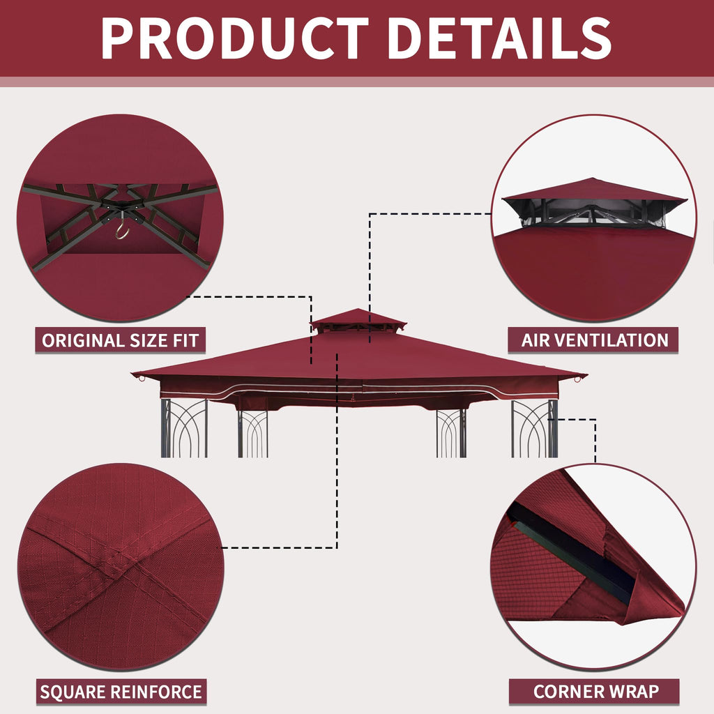 SCOCANOPY Replacement Gazebo Canopy Compatible with 10 x 12 Regency II Patio Gazebo Model L-GZ798PST,A101004104,A101004105,(Forest Green)