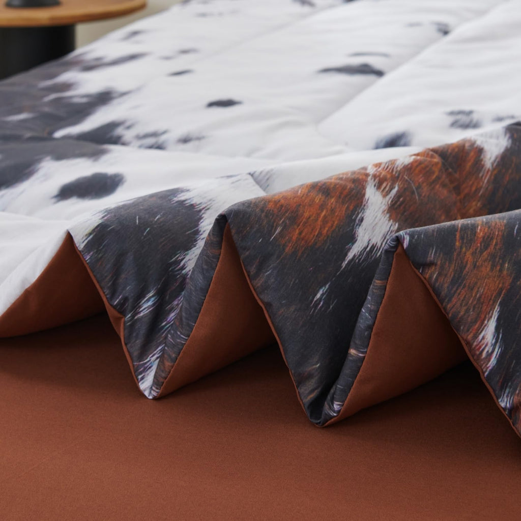 SUCSES Full Size Comforter Set with Sheets 8 Piece Cow Print Bedding Set for Boys Girls Black and White Kids Bed-in-A-Bag Farmhouse Rustic Bed Set for Bedroom (Milk Cow, Full)