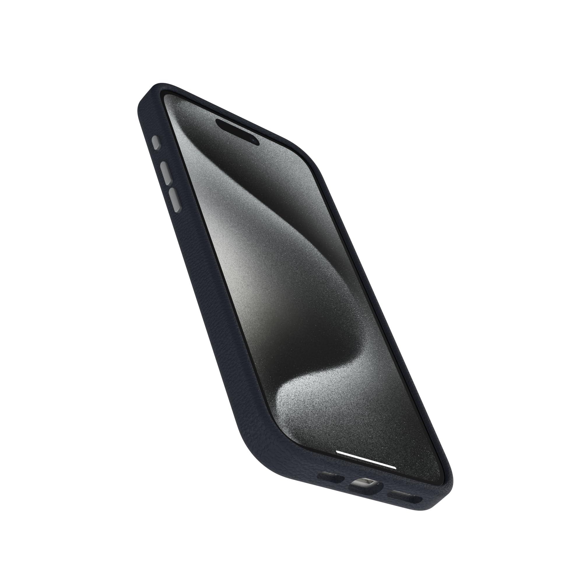 OtterBox iPhone 15 Symmetry Series Cactus Leather for MagSafe - Noir ASH (Black), Slim, Premium, Protective iPhone Case