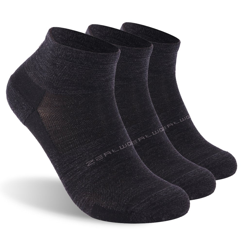 No Show Athletic Socks, ZEALWOOD 3 Pairs Merino Wool Ultra-Light Running Tennis Golf Socks for Men Women
