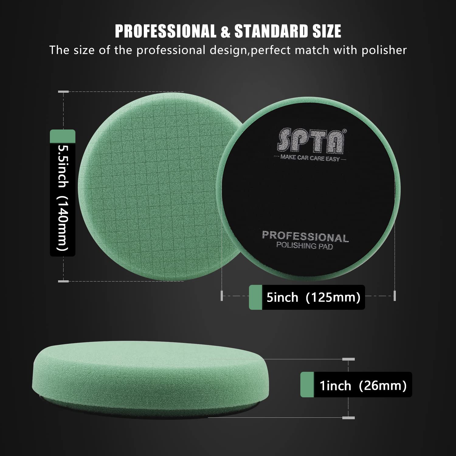 Blue T60 Moderate-Cut Foam Polishing Pads, SPTA 1Pc 3.5 Inch Face for 3 Inch 80mm Backing Plate Compound Buffing Sponge Pads for Car Buffer Polisher Compounding, Polishing and Waxing -FPTSS3G