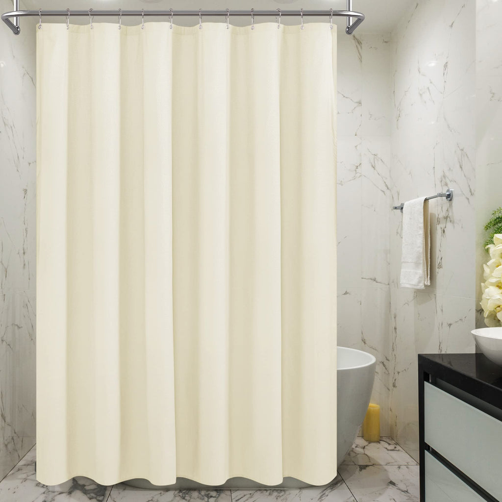 Mrs Awesome Embossed Microfiber Shower Curtain Liner 70 x 72 inches, Soft Fabric Shower Curtain Washable and Water Repellent,70x72, Cream