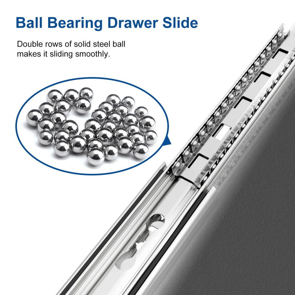 VADANIA 12" Heavy Duty Drawer Slide with Lock #D51, 150lb Load Capacity, 3-Fold Full Extension, Ball Bearing Lock-in & Lock-Out, Side Mount, 1-Pair