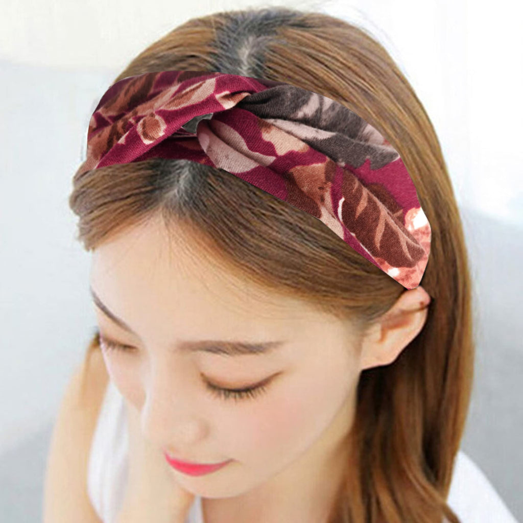 Boho Headbands For Women Fashion Stretch Wide Hair Bands Knoted Turban Head Bands Yoga Running Sweatband Elastic Headband Stylish Wrap Headbands Hair Accessories for Teen Girls 4 Pack