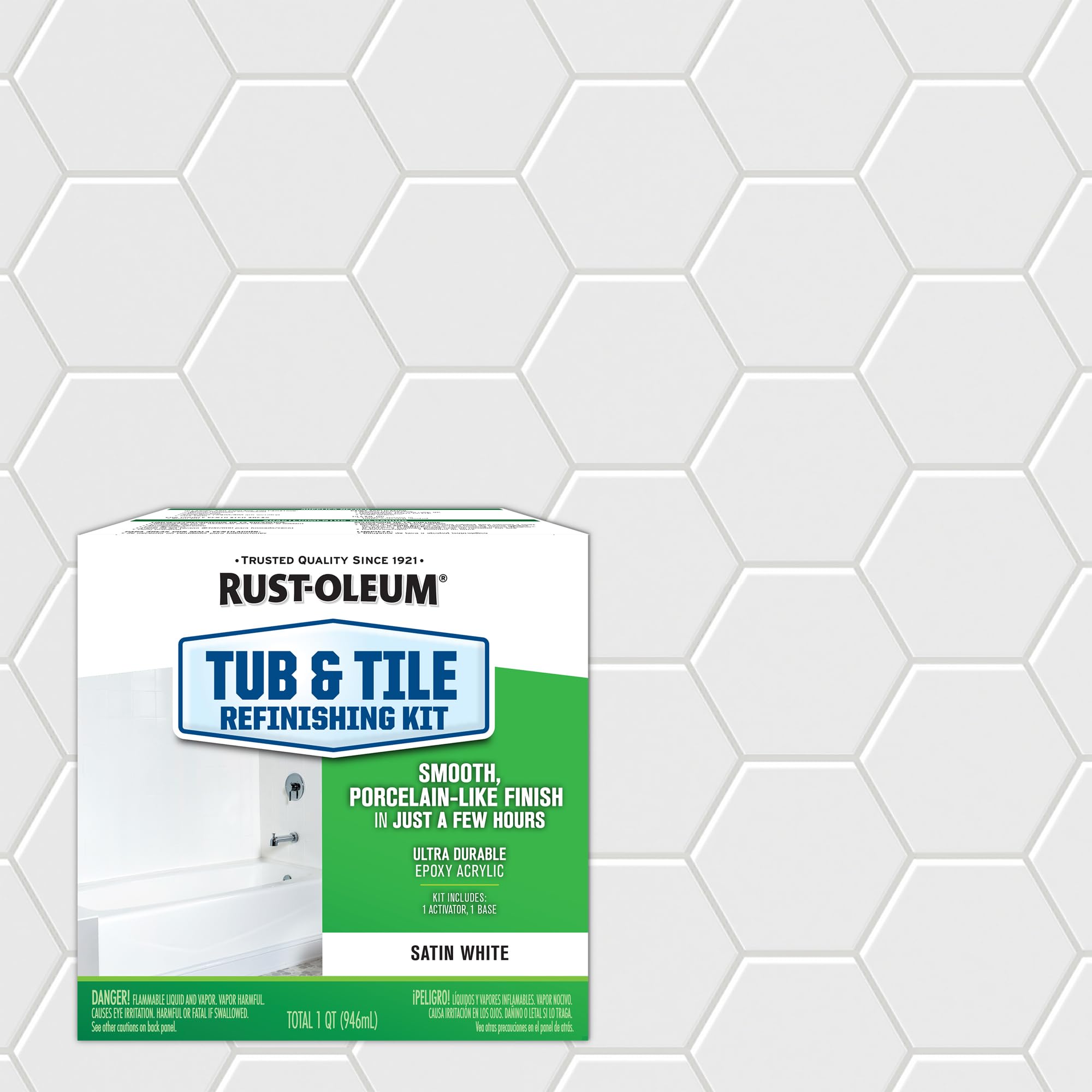 Rust-Oleum 384166 Tub And Tile Refinishing 2-Part Kit, Gloss Coastal Fog
