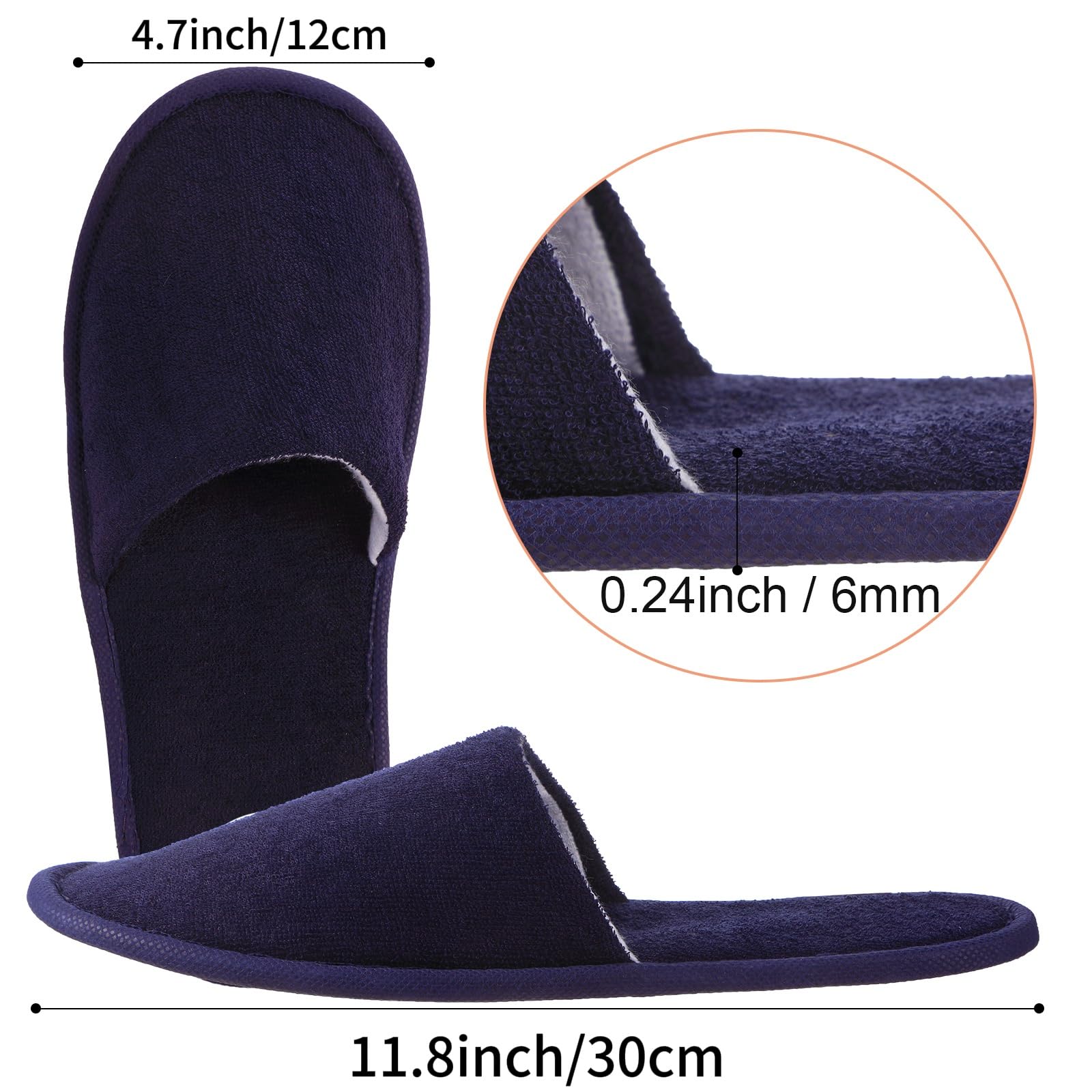 Geyoga 24 Pairs Disposable Slippers for Guests Bulk 2 Size Cotton Soft Spa Hotel House Slippers for Women Men Wedding Party Shoeless Home Indoor Travel