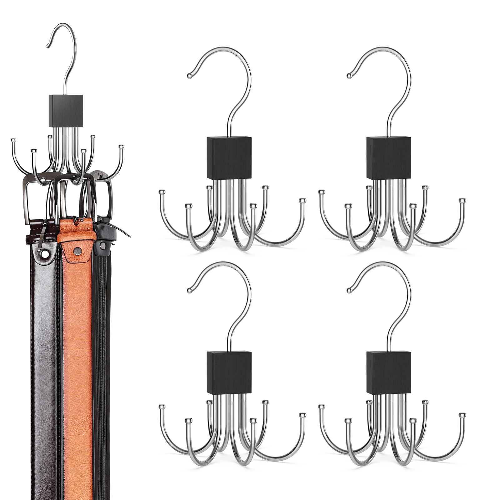 1 Pack Belt Hanger, Belt Organizer for Closet | 360° Rotatable, Max 24 Belt Storage, Space Saving, Closet Organizers and Storage