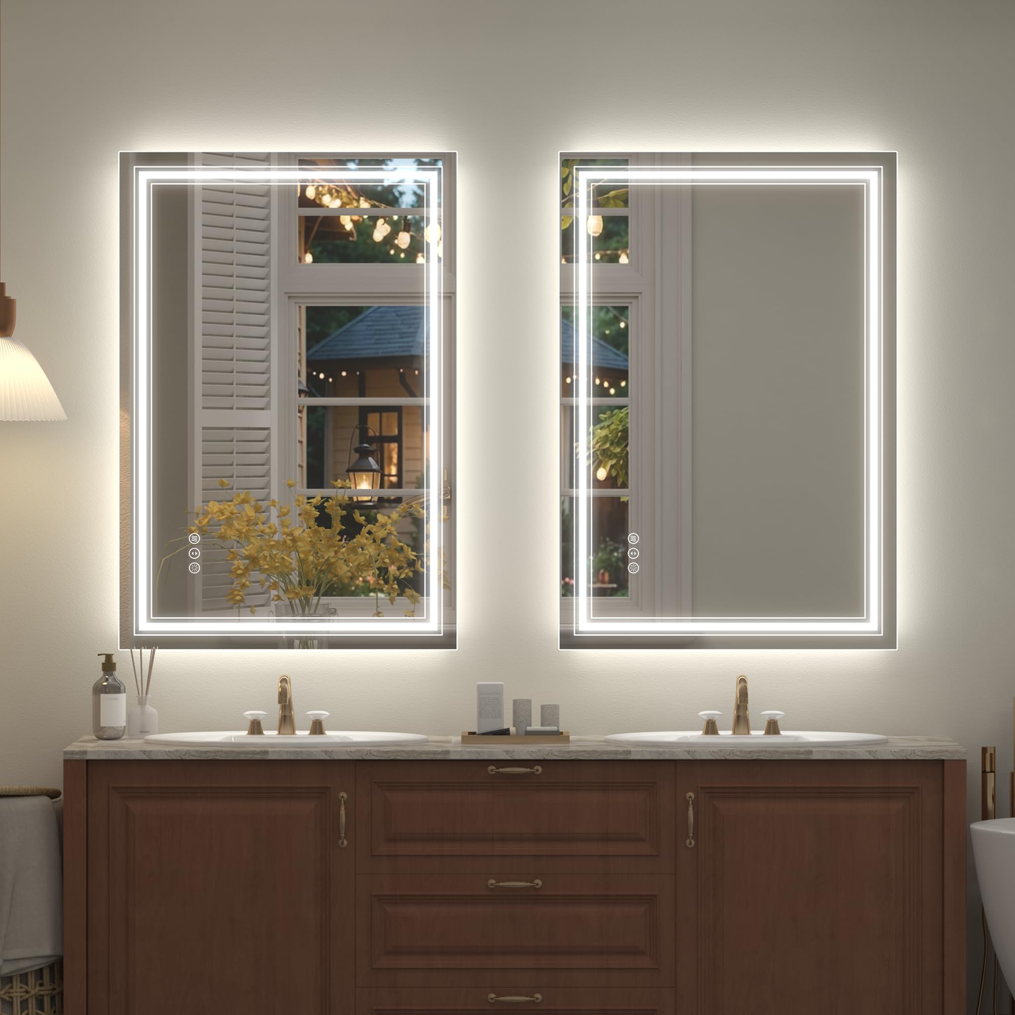 20x28 LED Bathroom Mirror, Vanity Mirror with Lights, Backlit and Front lit Mirror for Wall, Dimmable, Anti-Fog, Shatterpoof, Memory (Horizontal/Vertical)