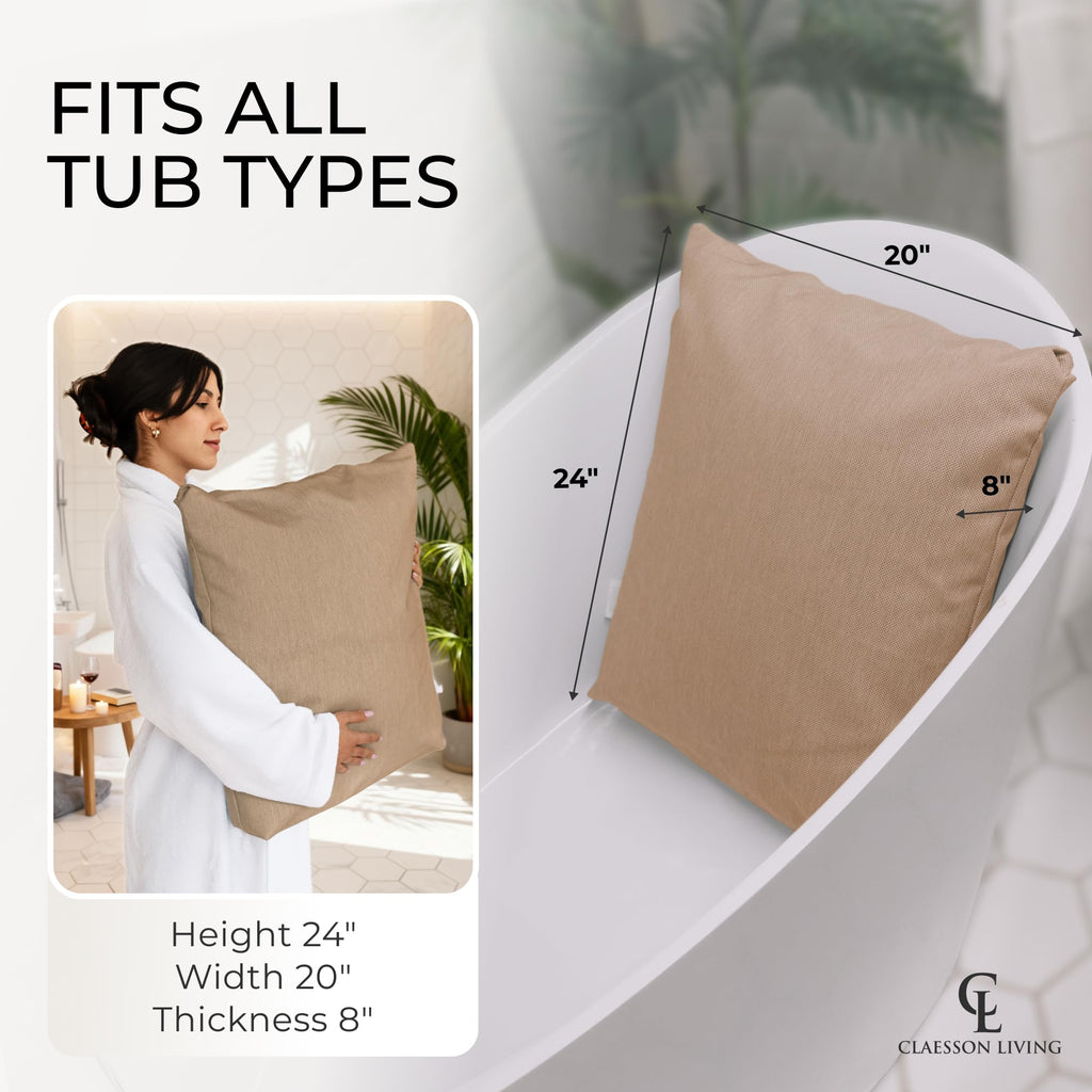 Luxury Bath Pillow for Tub - Thick and Comfortable Bathtub Pillow Support for Head and Neck and Back - Washable Quick-Drying Bath Pillows - Bath Cushion for Home Spa - Fits Any Bathtub - Dark Gray