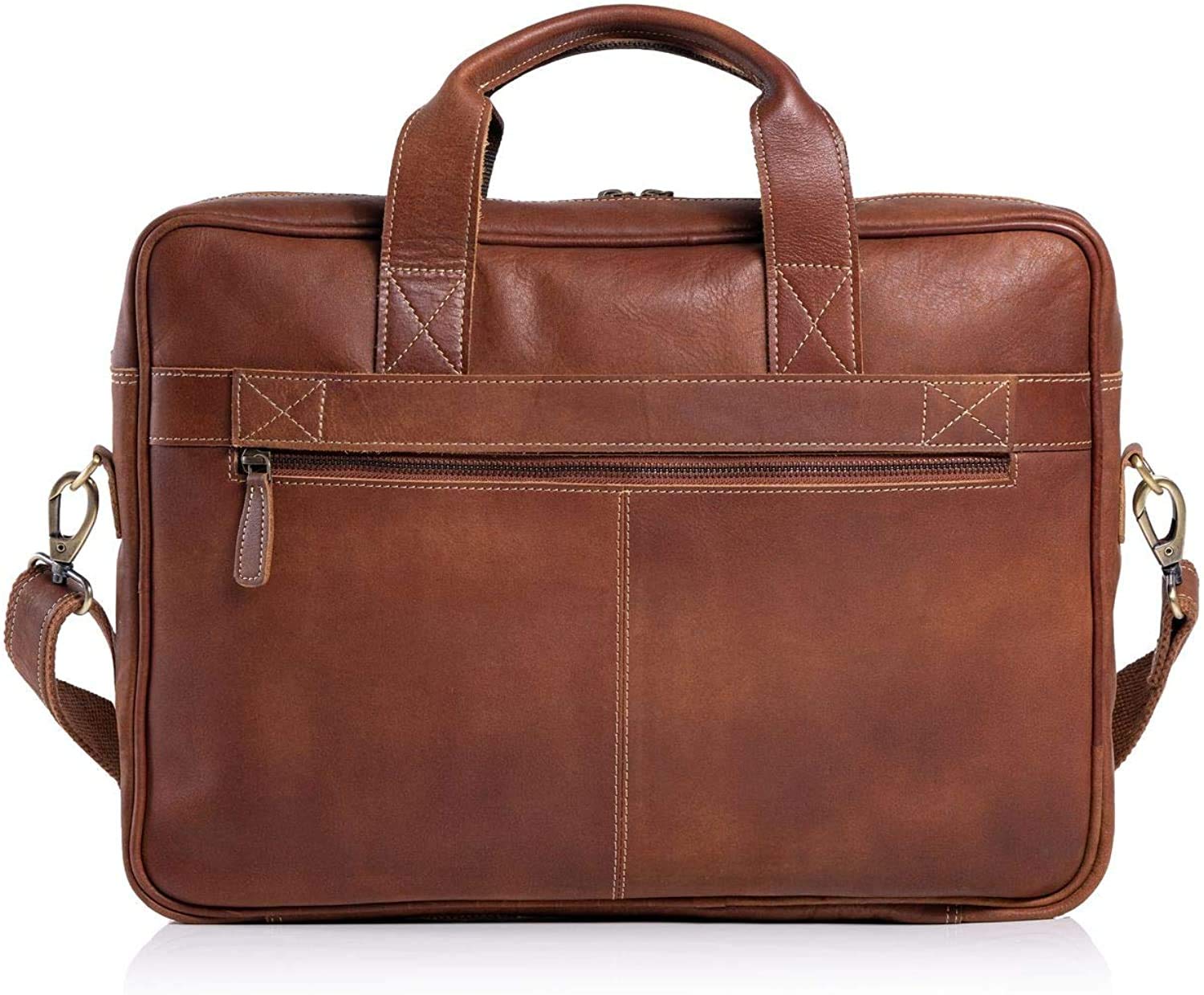 Leather briefcase 18 Inch Laptop Messenger Bags for Men and Women Best Office briefcase Satchel Bag (Black)