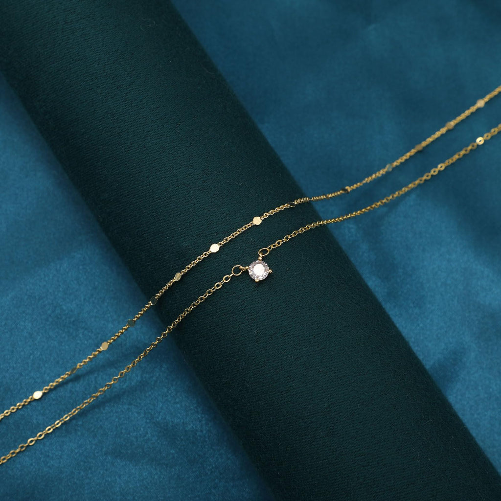 BERISO 14K Gold/Silver Plated Choker Necklace for Women Shining Dots Station Gold Chain Necklace Beads Sparkle Chain Necklace Link Chain Exquisite Jewelry for women