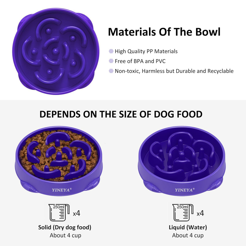 YINEYA 2PCS Anti-Choking Slow Feeder Dog Bowls Small Size Dog, Slow Feeder Cat Bowl, Supplies and Puzzle for Pet