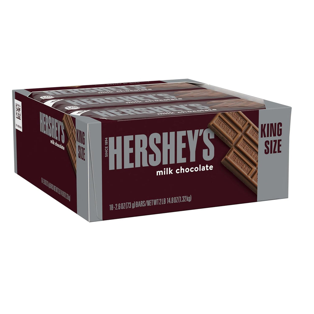 HERSHEY'S Milk Chocolate King Size, Candy Bars, 2.6 oz (18 Count)