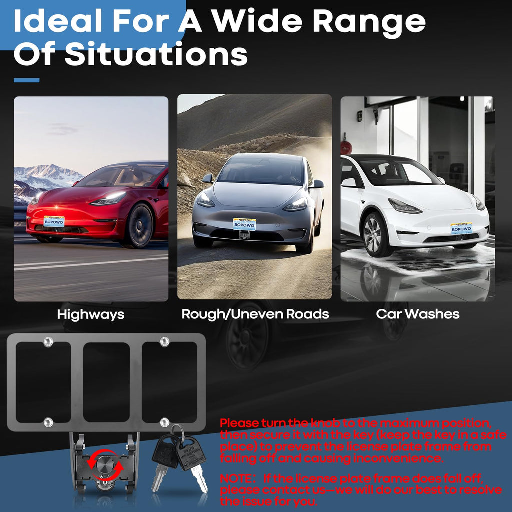 The Original No Drill Front License Plate Holder Fit for 2017-2023 Tesla Model 3& 2020-2024 Tesla Model Y with Safety Design, No Adhesives License Frame