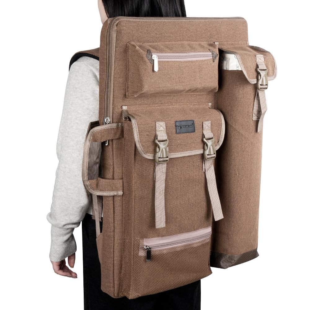TRANSON Art Portfolio Case Artist Backpack Canvas Bag Large 26” x 19.5”