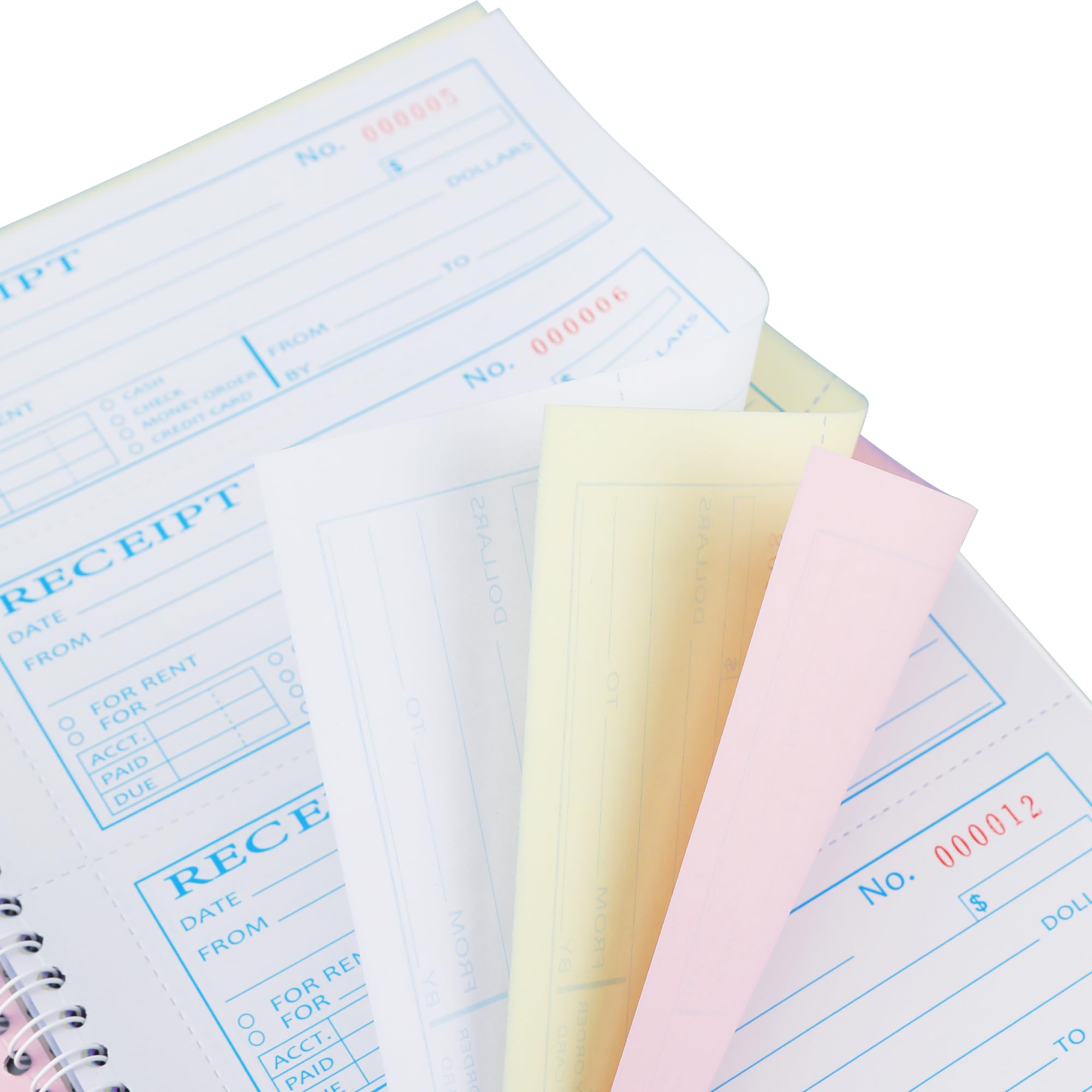 Large Money and Rent Receipt Book with Cardboard Insert,2-Part Carbonless,7.9”x11.2” Spiral Bound,200 Sets per Book,4 Receipts per Page for Office Supplier,Rent and Cash Transaction