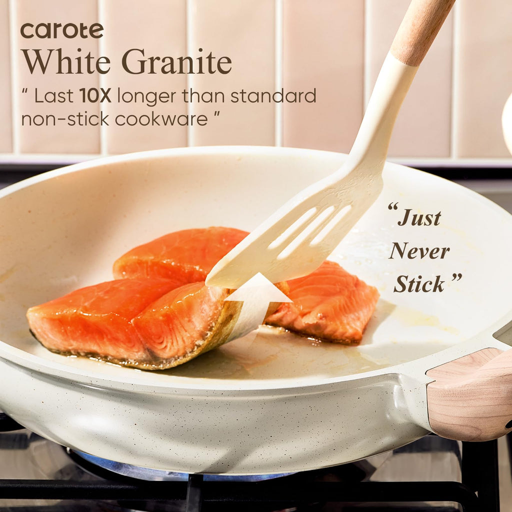 CAROTE 14Pcs Pots and Pans Set Non Stick, Cookware Sets Induction Cookware Granite Cooking Set with Frying Pans, Saucepans, Saute Pan, Extra Large Casserole