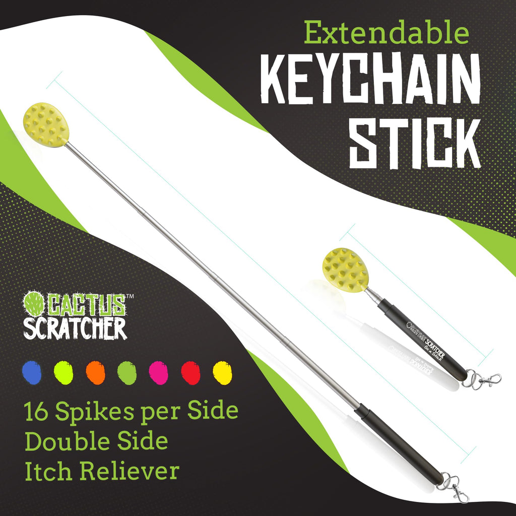 Cactus Scratcher Extendable Big Stick Back Scratcher - Extends 29" Long Double Sided Retractable Scratching Tool for Hand, Neck, Head, and Body - Universal Gift for Family, Pets, and Friends, Glow