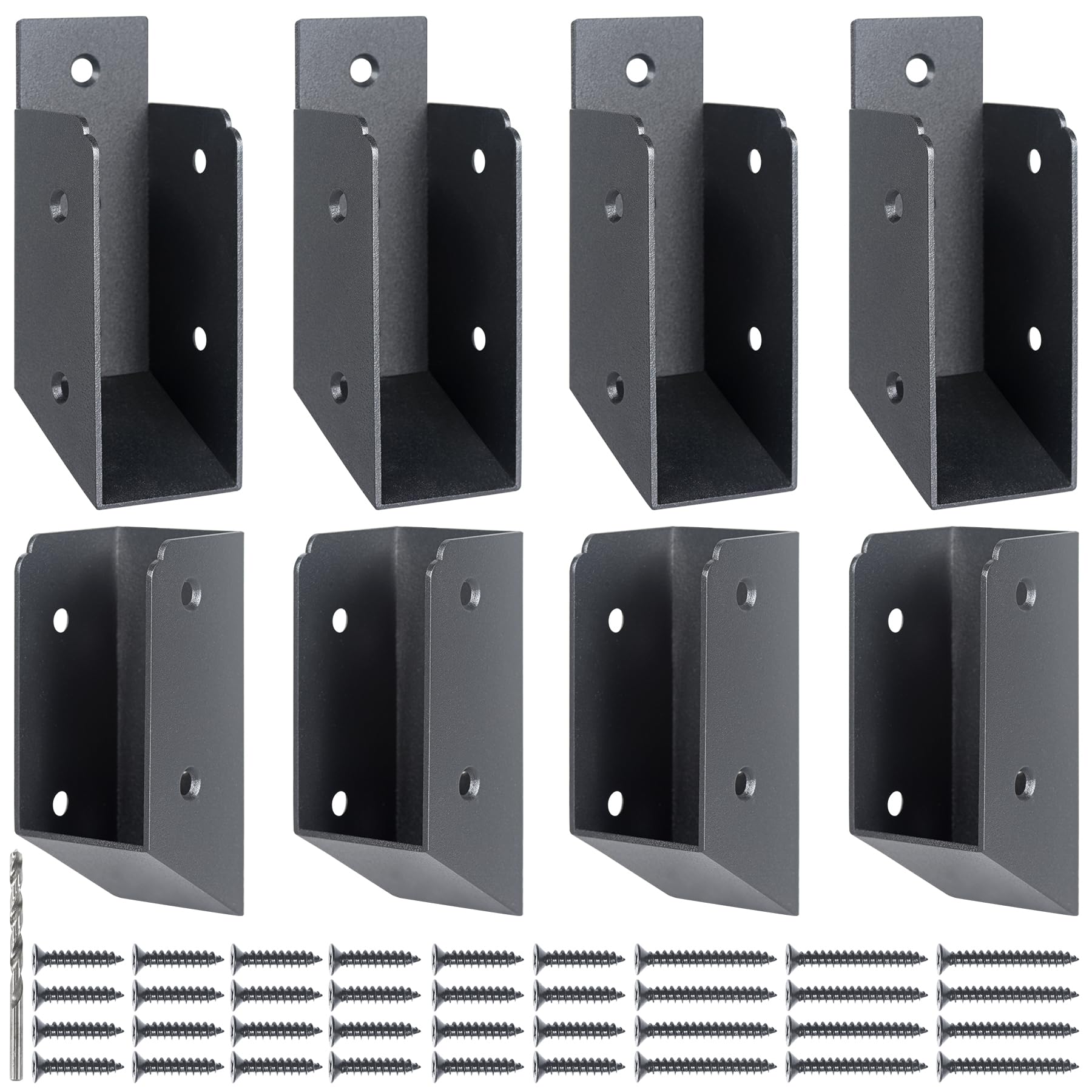 AECXM 201 Stainless Steel 2" x 4" (1 ½" x 3 ½" Actual) Deck Railing 27.5° Stair Connectors, for Deck Railing Stair Handrail Connection Installation Deck Railing Bracket (4 Pair-Black)