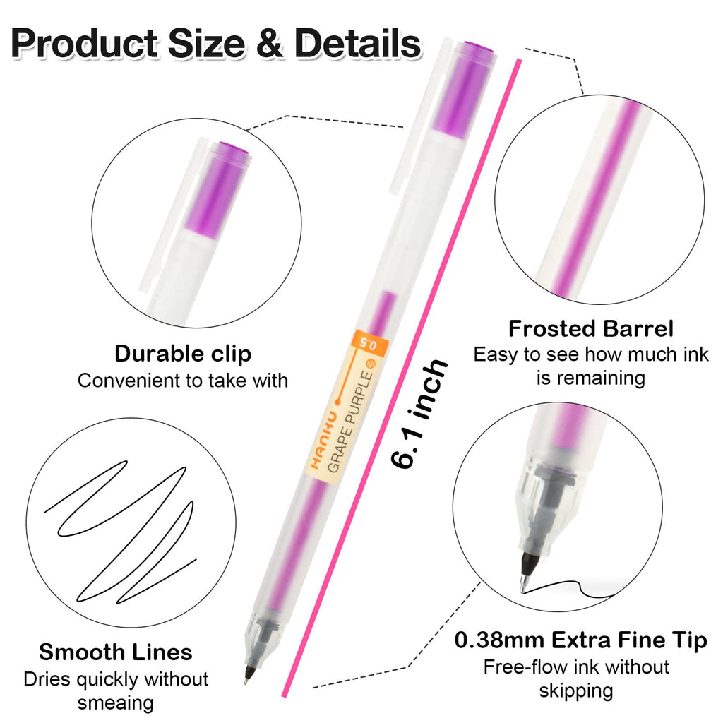 XSG Black Gel Pens[0.5mm]，Extra fine point pens Ballpoint pens For japanese Office School Stationery Supply 12 Packs