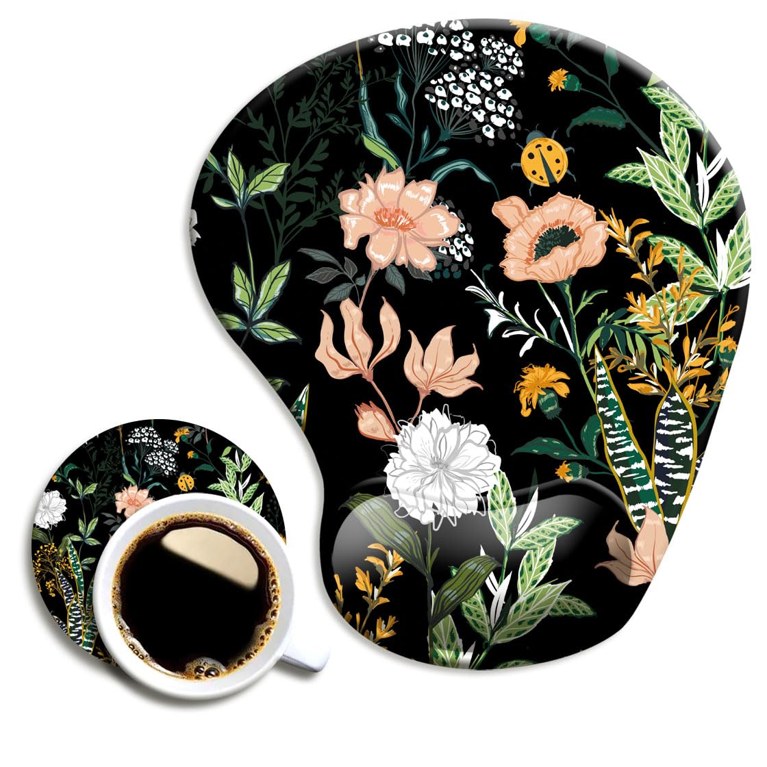 DOOKE Ergonomic Mouse Pad with Wrist Support and Coaster,Mouse Pads with Non-Slip PU Base for Home Office Working Studying Easy Typing & Pain Relief Aesthetic Art