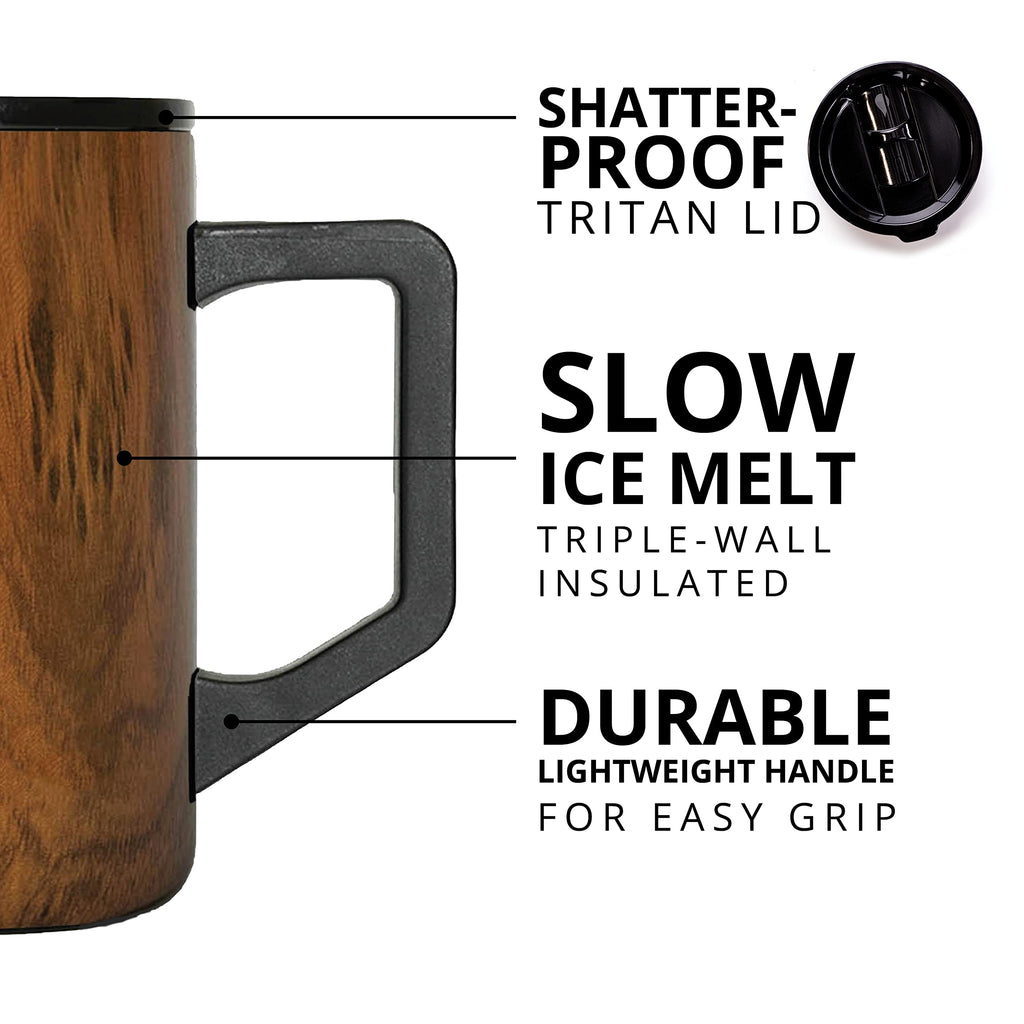 Elemental Insulated Coffee Mug - Triple-Wall Stainless Steel Summit Travel Cup for Hot and Cold Drinks - Thermal Coffee Mug with Lid and Handle for Camping, Office & Travel 12oz - Black
