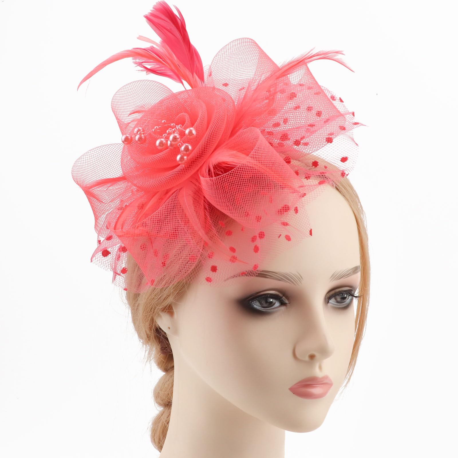 AQOKKA Women Fascinators Hats Flower Fascinators with Headband and Clip Tea Party Headwear for Women and Girls