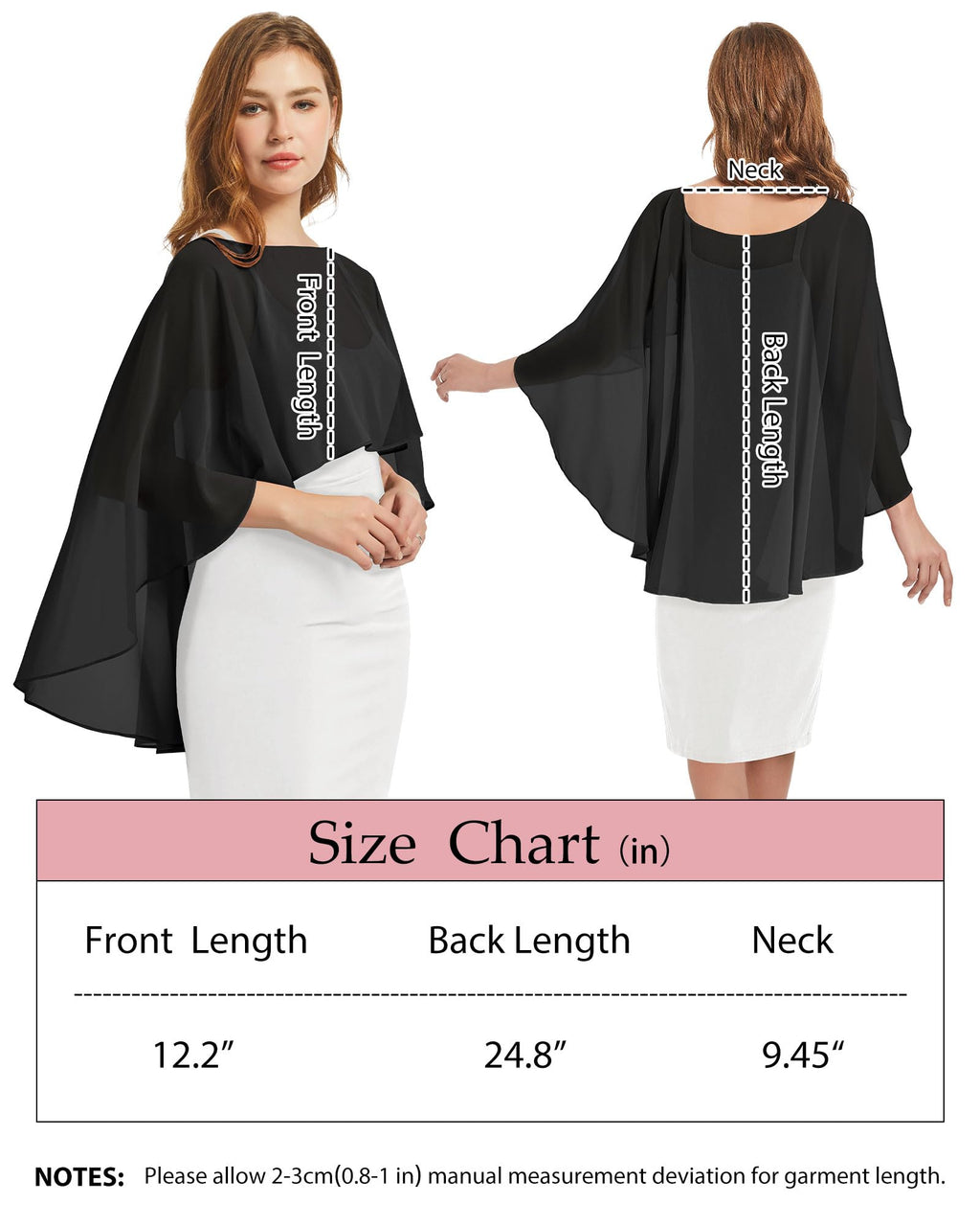 Womens Capelets Shawls and Wraps for Evening Dress Chiffon Capes Wedding Cover Up