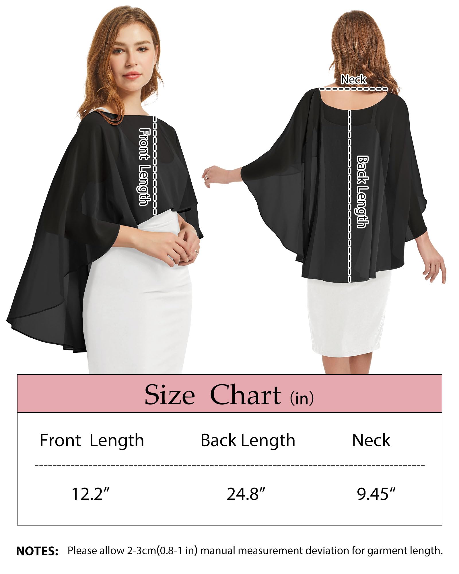 Womens Capelets Shawls and Wraps for Evening Dress Chiffon Capes Wedding Cover Up