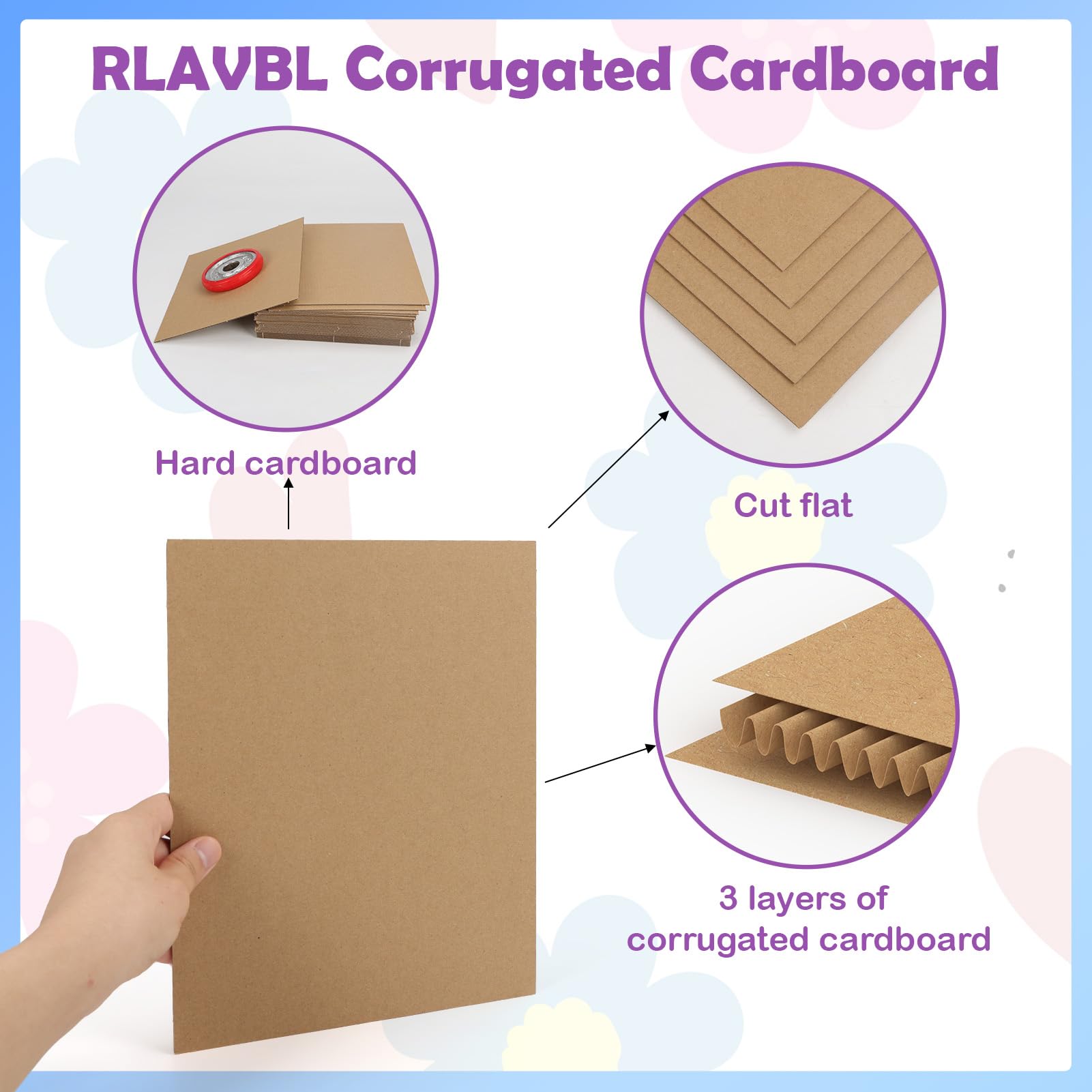 RLAVBL 200 Pack 3.5x4.5 White Corrugated Cardboard Sheets, Flat Cardboard Inserts for Shipping, Mailing, Packing, DIY Crafts