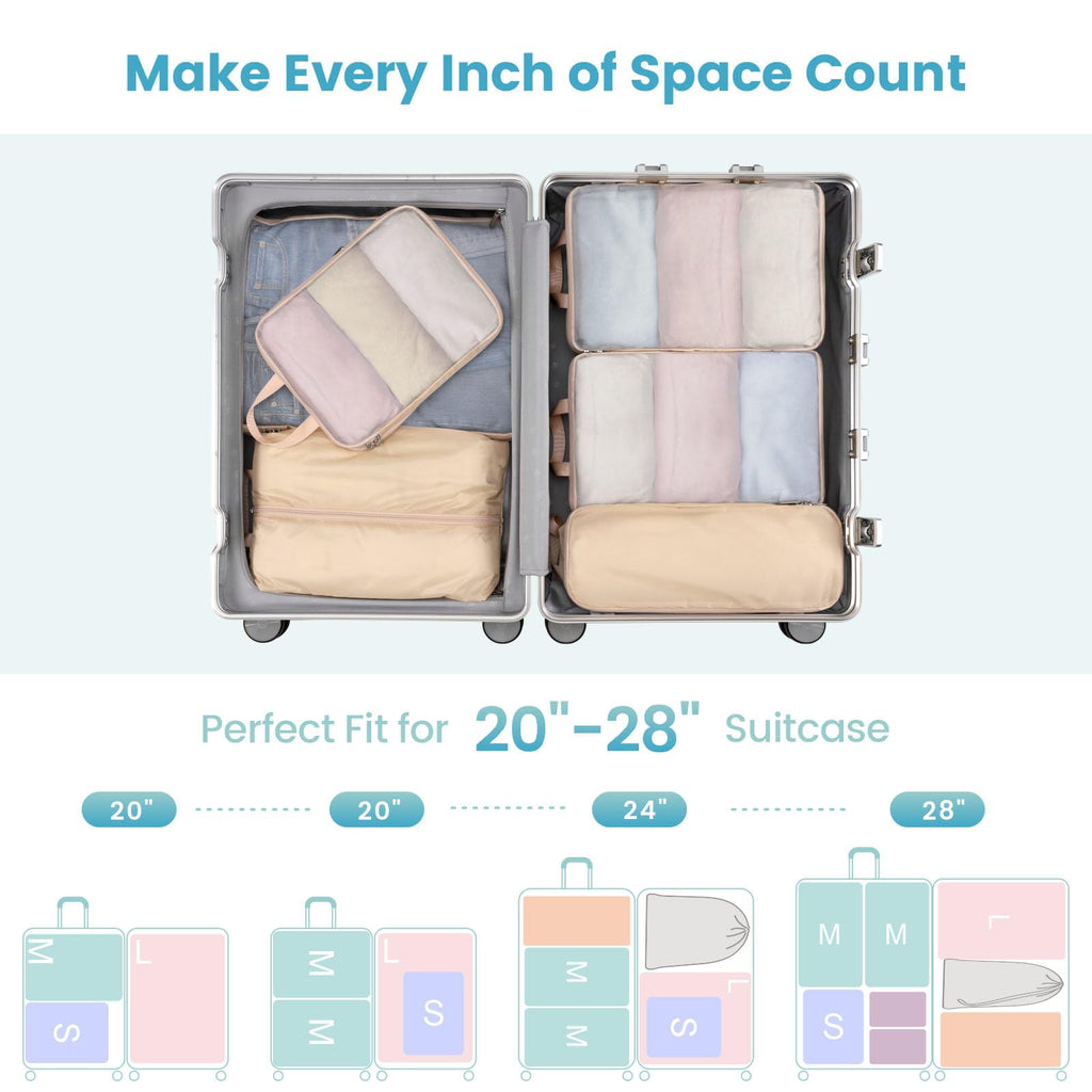 Cambond Compression Packing Cubes for Travel - Lightweight Expandable Travel Bags Luggage Organizers Travel Essentials Compression Cubes for Travel Space Saver for Carry on Suitcases Organizer