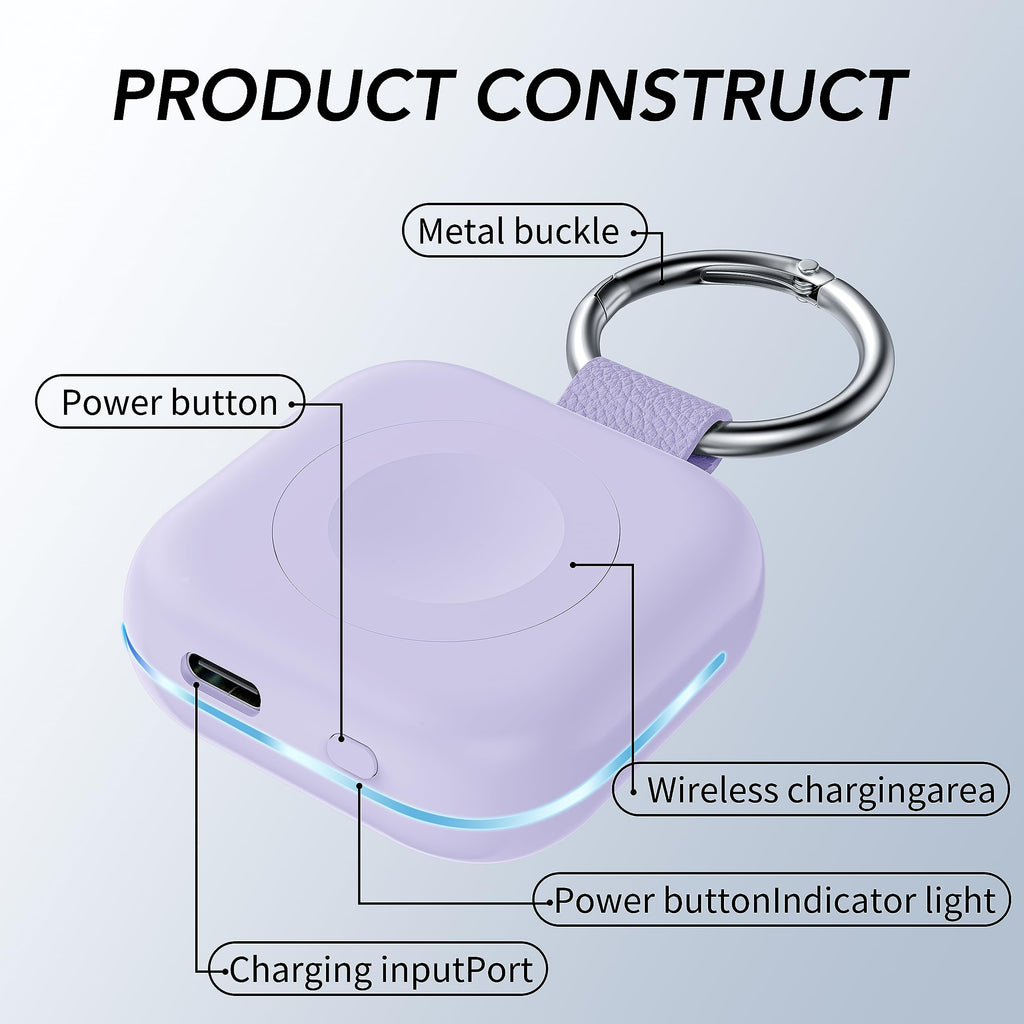 HUOTO Portable Charger for Apple Watch,Wireless Magnetic iWatch Charger 1200mAh Power Bank Travel Keychain Accessories Smart Chargers for Apple Watch Series 11/10/9/8/7/6/SE/5/4/3/2/1/UItra/UItra 2