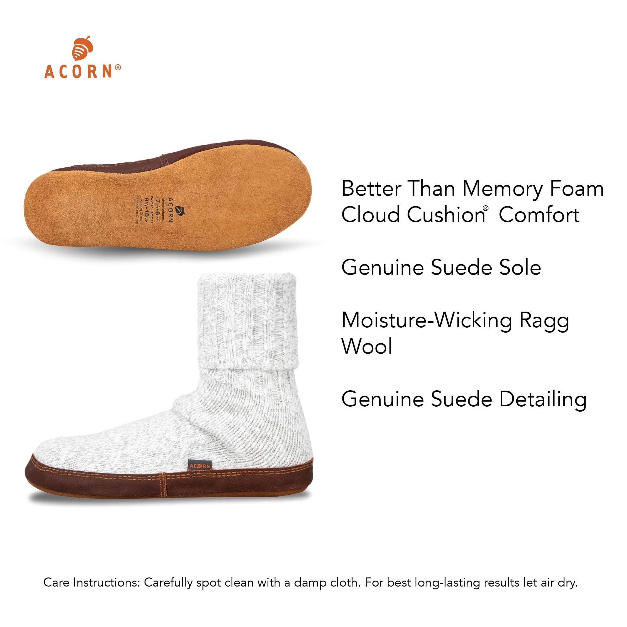 Men's and Women's Original Slipper Sock - Comfortable Men's and Women's Slipper Sock with Cloud-Like Feel, Soft and Moisture Wicking Crew Length, Genuine Suede Sole