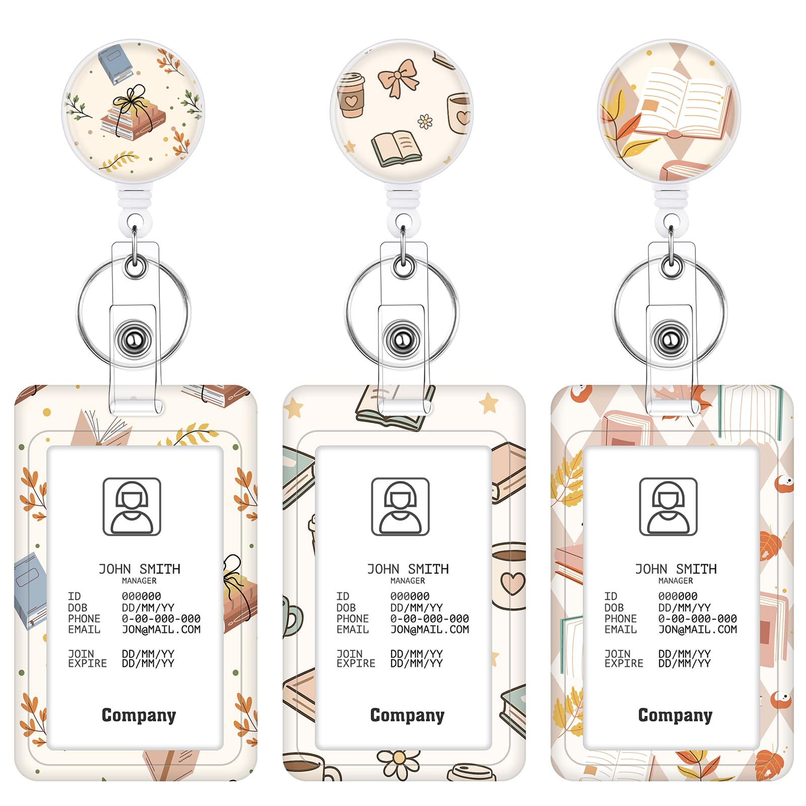 3 Set Badge Holder Retractable Reel Bloom ID Badge Holders with Clip Cute Name Badge Holders for Teacher Nurse Doctor Student Office Workers
